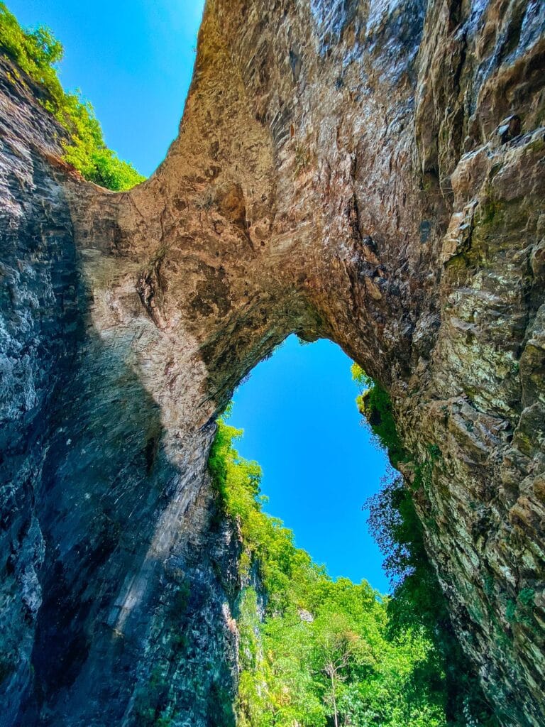 Looking up at the bridge in Natural Bridge, Virginia