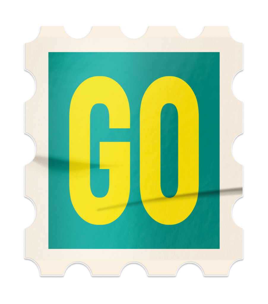 Emily Goes Places "GO" Postage Stamp Sticker