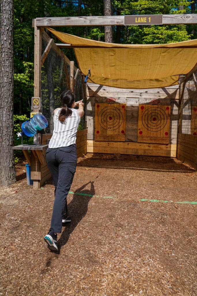 Adventure Activities: Emily throws axes in Williamsburg